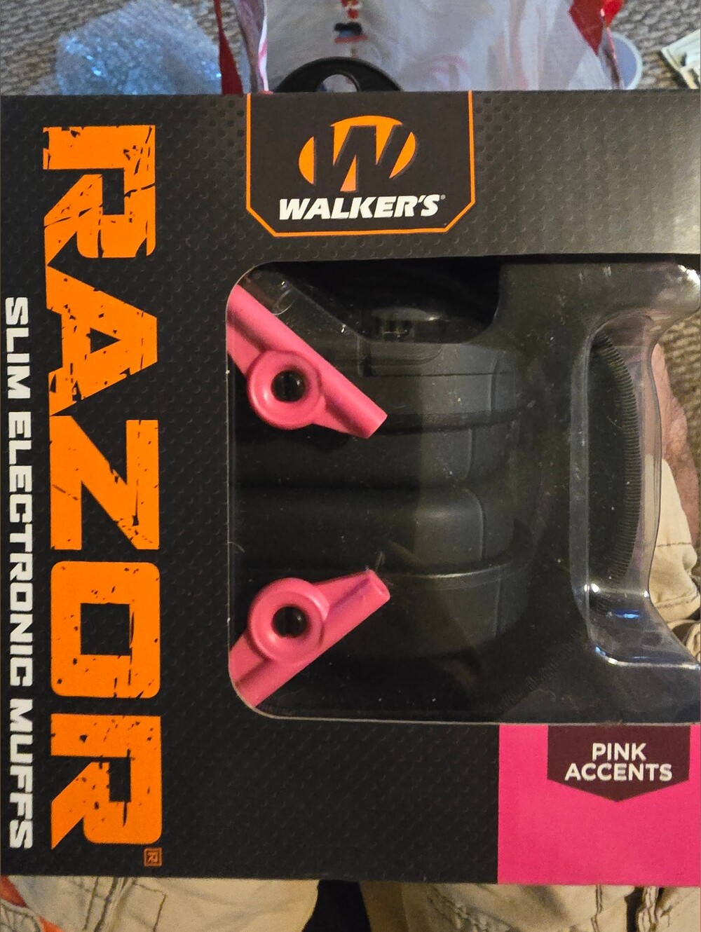 Razor Slim Electronic Muffs - Black with Pink Accents
